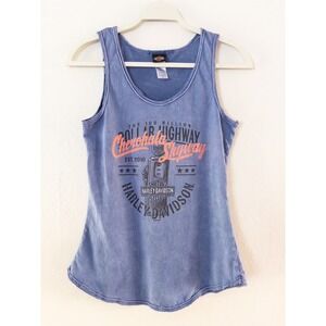 Harley-Davidson Tank Top Cherohala Skyway Graphic Sleeveless Blue Size M‎